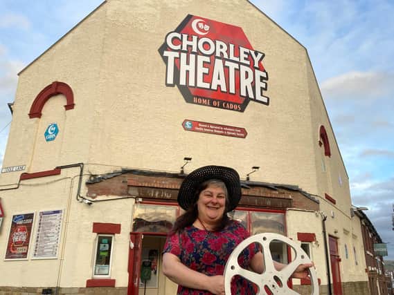 Reely happy . . .  Estelle Bryers outside Chorley Theatre