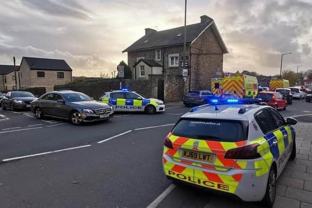 Police at the scene in Meeting House Lane, near Lancaster train station, where the bodies of two men were found inside an address on Friday, November 13. Picture: Jamie Shaw