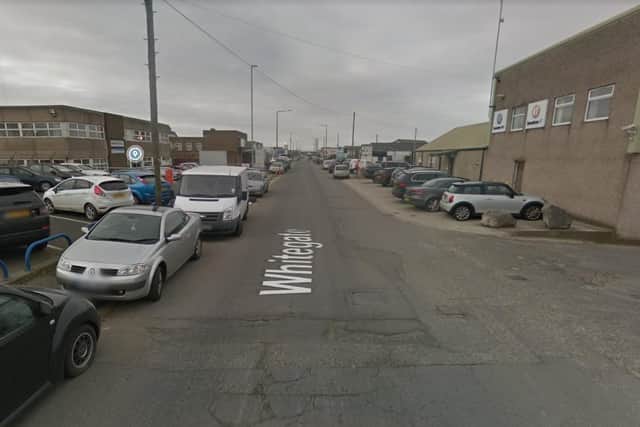 Part of White Lund at the junction of Whitegate and Northgate has been closed off. Photo: Google Street View
