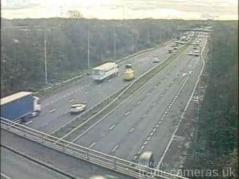 There is congestion on the M6 near Leyland following a minor crash at 11.30am. Pic: Highways England