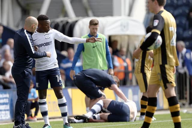 Back to August 2017 and Darnell Fisher gets instructions from Alex Neil during his PNE debut against Sheffield Wednesday