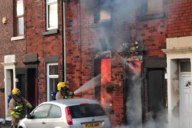 The terraced home had been completely consumed by fire and has been left a gutted wreck
