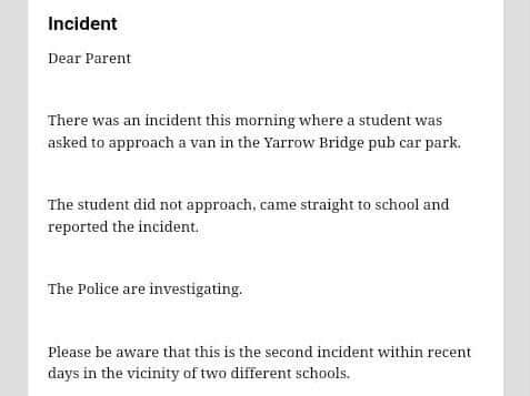 Albany Academy has informed parents of the worrying encounter yesterday (Friday, November 20) - the latest in a series of incidents where school children have been approached by men in the area