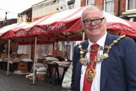 Mayor of Chorley Steve Holgate out and about in the town centre when the pandemic appeared to be easing in August 2020