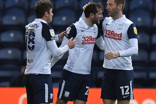 Tom Barkhuizen (centre) after scoring the winner against the Owls
