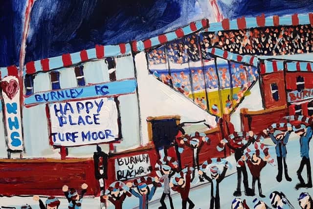 Peter's painting that celebrates Jordan North's 'happy place, happy place, Turf Moor' catchphrase