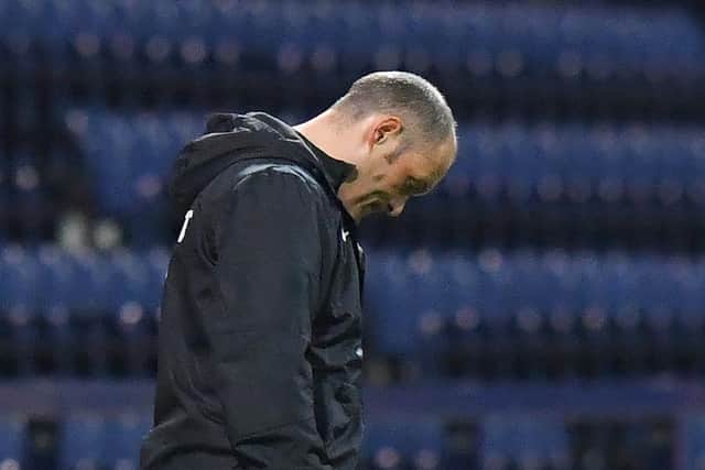 Preston North End manager Alex Neil looks fed up on the touchline during the defeat to Blackburn