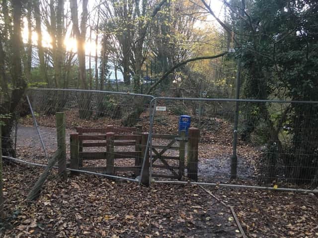 The fenced off land at Bluebell Woods in Leyland