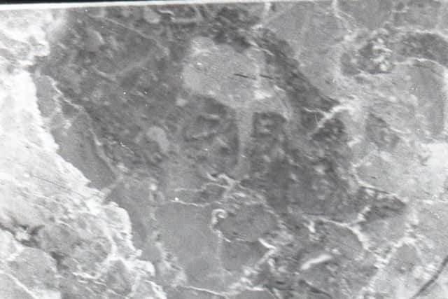 The 'face of Christ' as seen in the marble slab found by John Gillibrand