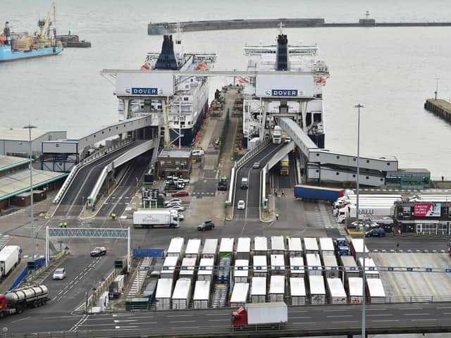 Lorries are seen parked waiting to be loaded at the Port of Dover Photo: GLYN KIRK/AFP/Getty Images