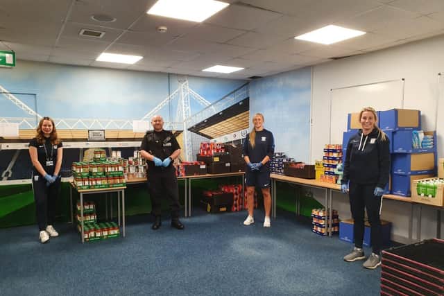 Olivia Preston, Custody Intervention Coach; PC Paul Elliott, Football Officer for Preston North End; Melissa Brown, Inclusion Manager; and Harriet Creighton-Levis, Assistant Head of Community at Preston North End