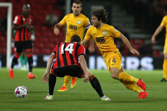 PNE midfielder Ben Pearson in action against Bournemouth