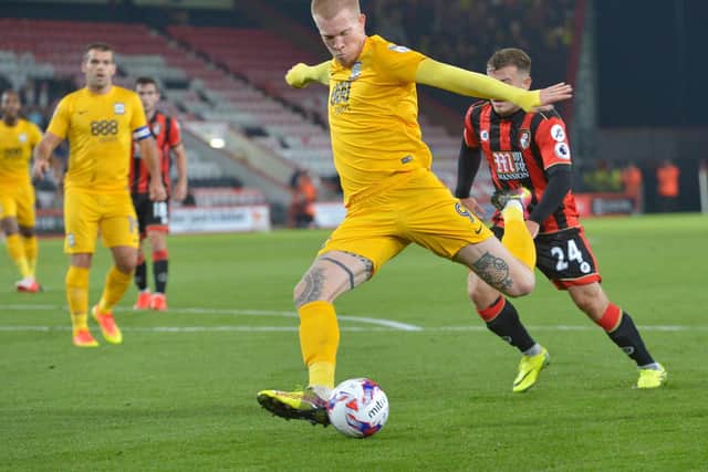 Simon Makienok scores PNE's goal against Bournemouth