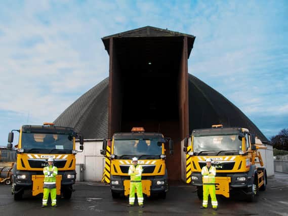 Gritting team from the county council's Cuerden depot in Bamber Bridge, south of Preston, ready for action