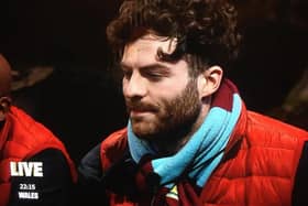 Jordan proudly sporting his Burnley scarf is the odds on favourite to be crowned King of the Castle in 'I'm a Celebrity'