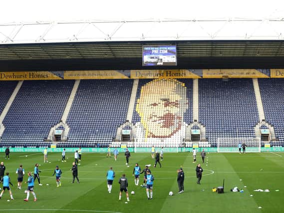 The Preston players warming up at Deepdale.