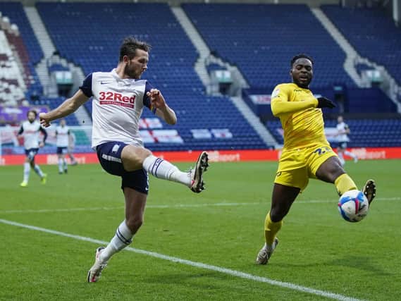 Alan Browne and Fred Onyedinma in action at Deepdale.
