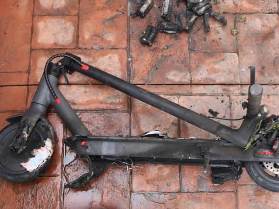 The burned out e-scooter