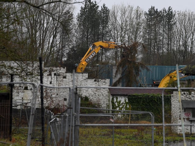 Demolition work under way at the former Camelot Theme Park at Charnock Richard