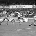 Nigel Greenwood scores for Preston North End against Torquay United at Deepdale in September 1985