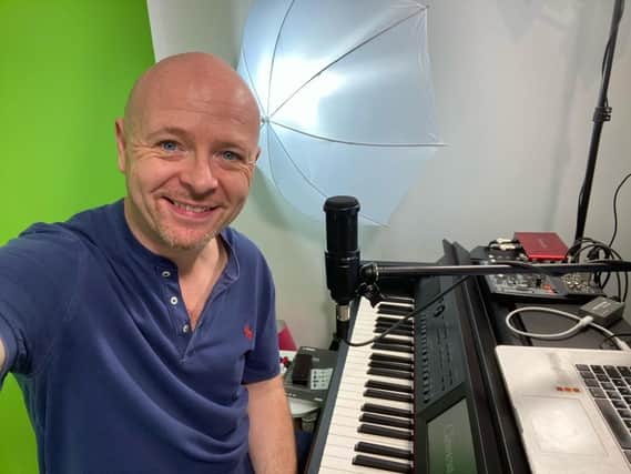Jon Courtenay with his piano from Rimmers Music