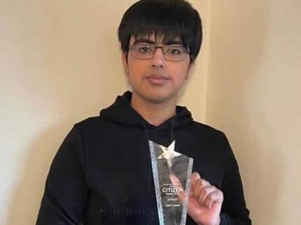 Sahil Usman,14, from Blackburn, has been named as the High Sheriff of Lancashire’s Young Citizen of the Year 2020.