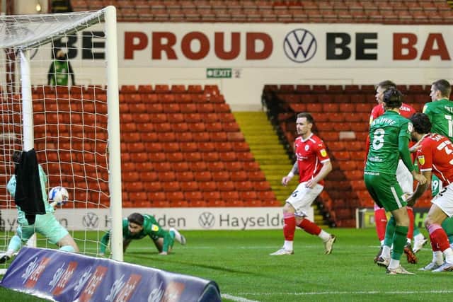 Sean Maguire heads Preston North End into the lead against Barnsley at Oakwell