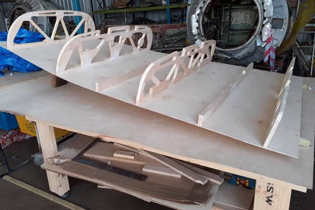 Work in progress on restoring the Airspeed Oxford at Blackpool Airport's Hangar 42