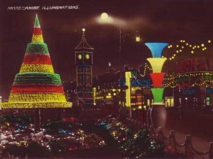 A postcard featuring Morecambe illuminations (unknown date).