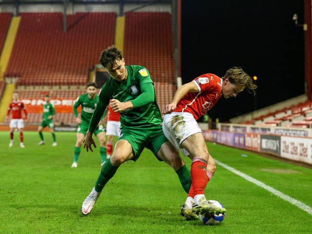 Preston North End's Josh Earl in action against Barnsley at Oakwell