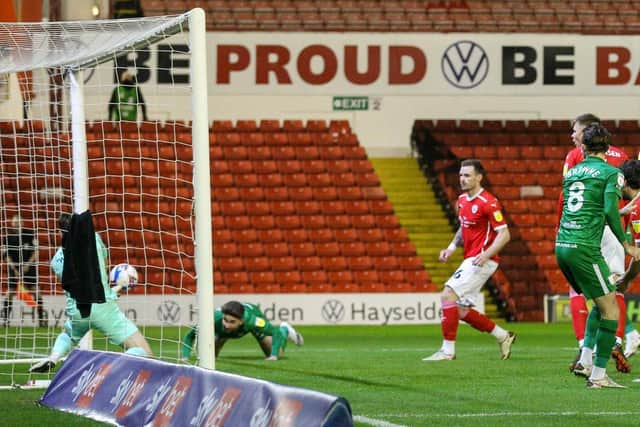 Sean Maguire scores for PNE against Barnsley