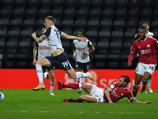 Emil Riis in action at Deepdale.
