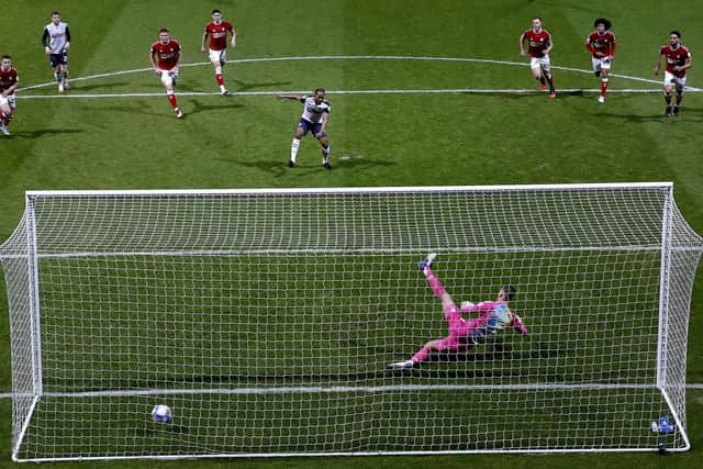 Daniel Johnson scores from the penalty spot in Preston North End's victory over Bristol City at Deepdale