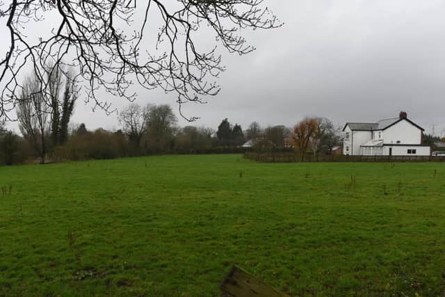 Land off Chain House Lane in Whitestake, where a developer wants to build 100 homes