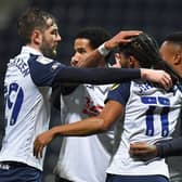 Daniel Johnson celebrates scoring  from the penalty spot in PNE’s win against Bristol City at Deepdale