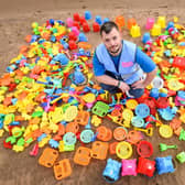 Over 1000 plastic toys were found on Blackpool beaches in the summer of 2020 after being discarded by families. The toys were collected by Steven King (pictured) and volunteers helping him clean the beach with The Big Blackpool Beach Clean. Photo: Daniel Martino for JPI Media