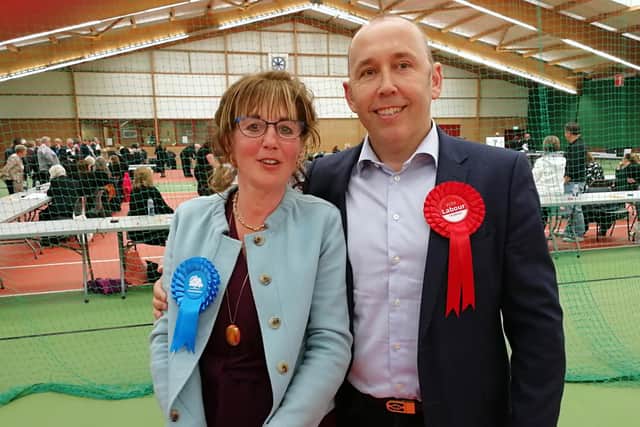 Labour South Ribble councillor and planning committee member James Flannery, pictured with Conservative county councillor Joan Burrows in 2019