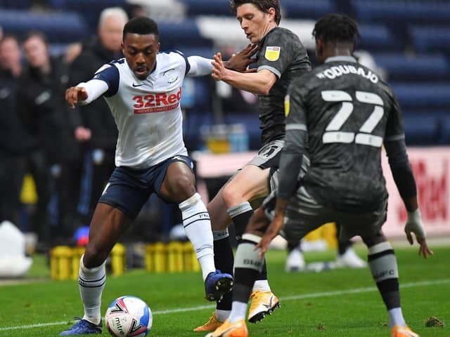 Darnell Fisher in action against Sheffield Wednesday earlier this season at Deepdale