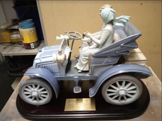 The valuable Lladro Rolls Royce after weeks of restoration by Jackie.