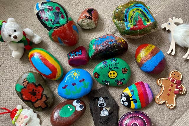 Broadfield residents were also gifted handpainted rocks with festive messages
