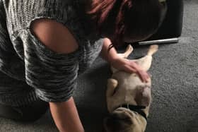 Owner Staci Day delighted to be reunite with pet dog Minnie. Photo credit: RSPCA