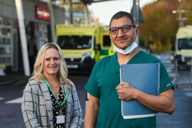 Andrea Partridge, service user involvement co-ordinator, and Tarek Hany, colorectal consultant at Lancashire Teaching Hospitals
