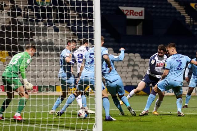 Sean Maguire makes it 2-0 for PNE against Coventry