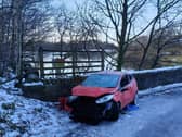 The crashed car at Rivington