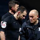 PNE boss Alex Neil makes his point to referee Tim Robinson at the end of the game against Forest
