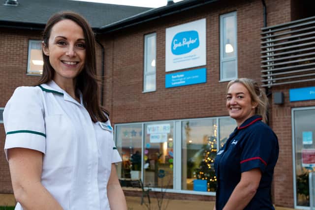 Hannah Halliwell, Head of Therapy Serices (left) and Natalie Hilton, head of clinical services outside the Sue Ryder Neurological Care Centre in Fulwood
