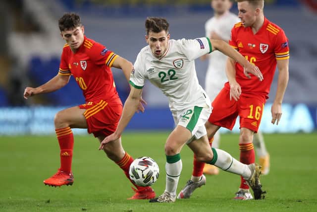 Preston North End's new loan signing Jayson Molumby playing for the Republic of Ireland against Wales