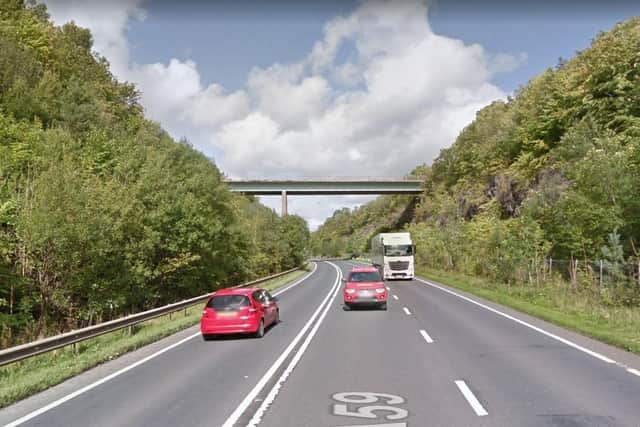 The A59 near Chatburn was closed between Sawley Road and Worston Road after a man's body was found in the road this morning (January 6). Pic: Google