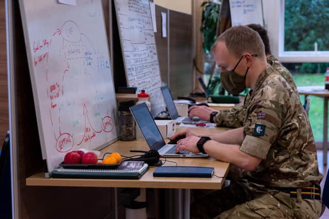 Army personnel at work at the operation centre in Hutton