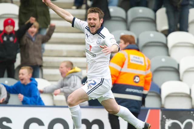 Graham Alexander after scoring in his final game for Preston North End in April 2012